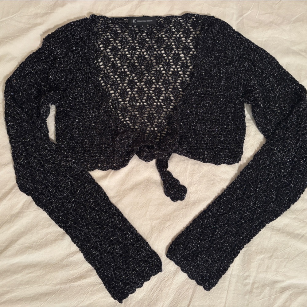 INC International Concepts Black Knit Shrug